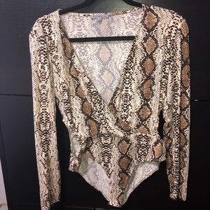 Snake Print Cut our Body Suit